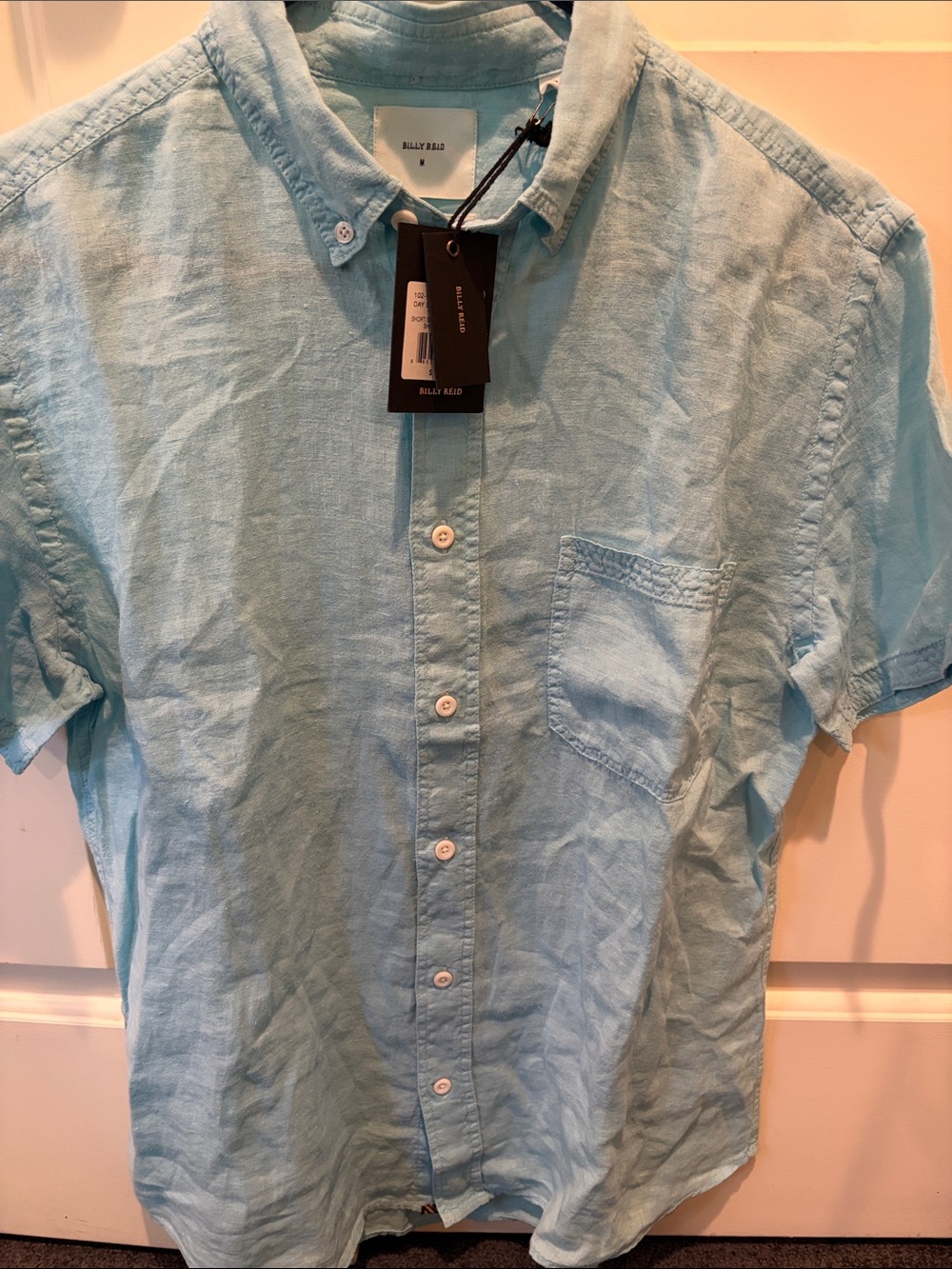 NWT Billy Reid Day Blue Short-Sleeve Tuscumbia Button-Down Shirt